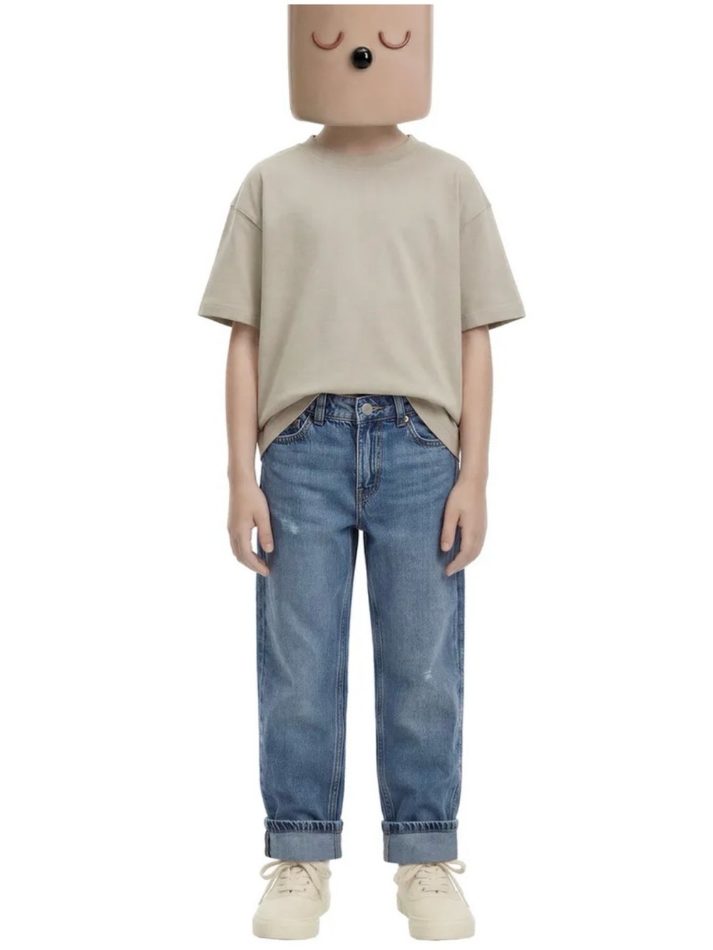 Zara Kids Blue Denim Jeans - Classic Rolled Hem